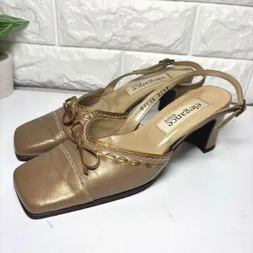 히메코 elegance 22.5 베이지 리본 포함 뮬
