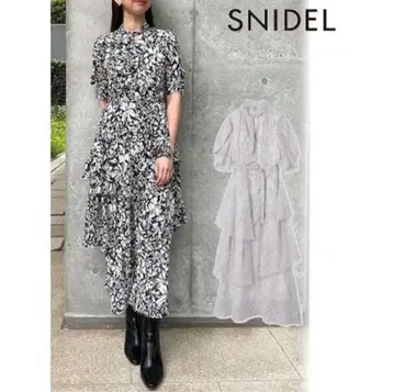 스나이델 snidel 플라워 프린트 태국 원피스 블랙 M