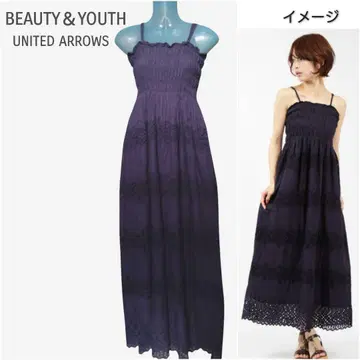 BEAUTY&YOUTH B&Y 인도 엠브로 맥시 원피스 레이스 네이비