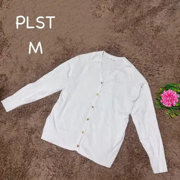 플라스테 M 크림색 V넥 가디건 골드 버튼 세탁 가능 스테디셀러