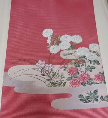명주 나고야 오비 여름용 핑크