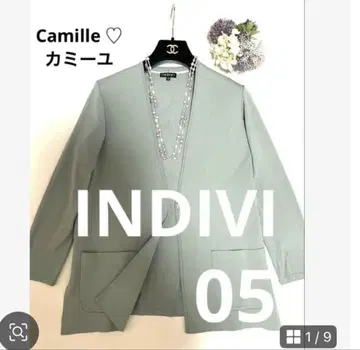 새상품급 인디비 노카라 니트 가디건 라이트 그린 사이즈 05