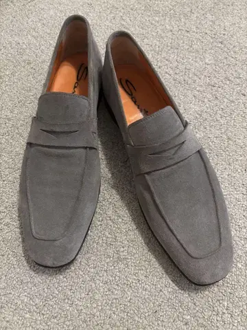 Santoni 그레이 스웨이드 슬립온 6.5