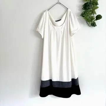 호박 반팔 튜닉 화이트/그레이/블랙 A 라인