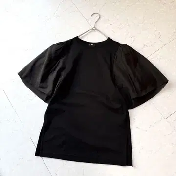 플라스테 오간자 슬리브 티셔츠 S 블랙 현행 택