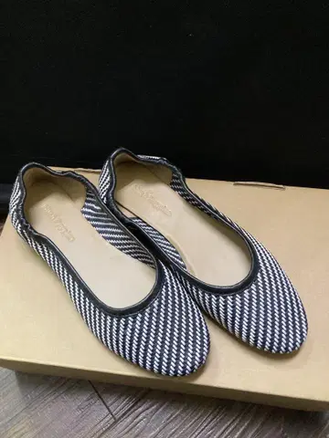 허시파피 메쉬 블랙 화이트 플랫 슈즈 37(23.5cm)