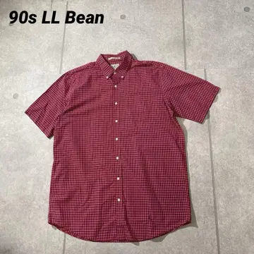 90년대 빈티지 LL Bean 엘엘빈 반팔 체크 셔츠 빨간색 XL