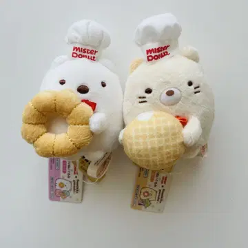 스미코구라시 미스터 도넛 테노리 봉제 인형 시로쿠마 고양이 콜라보