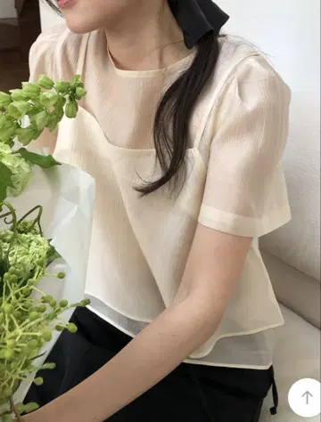 한국 스타일 시어 레이어드 블라우스