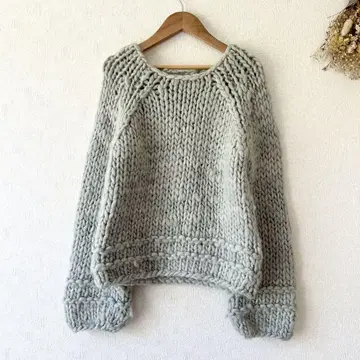 NOWOS Roving knit 로우 게이지 핸드 니트 아이스 블루