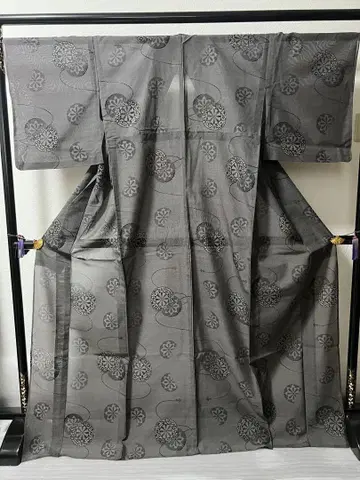 여름 기모노 순수 실크 여름 오시마 화이트 블랙 새상품급