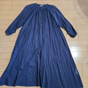 네이비 면 론 긴팔 셔츠 원피스