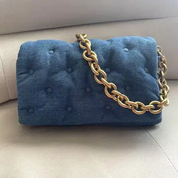 ZARA 데님 원 핸들 백 y2k 골드 금장 장식 초와이드 체인 존재감