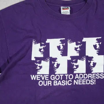 90s USA제 anvil 바디 그래픽 티셔츠 메시지 퍼플