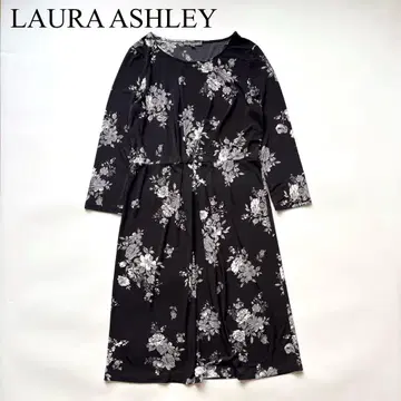 LAURA ASHLEY 플라워 롱 원피스 턱 플레어 꽃무늬