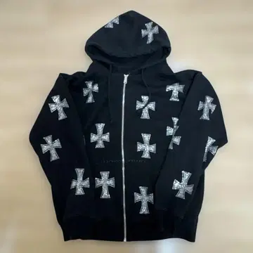 unknown london 큐빅 지퍼 후드티 M 사이즈 블랙