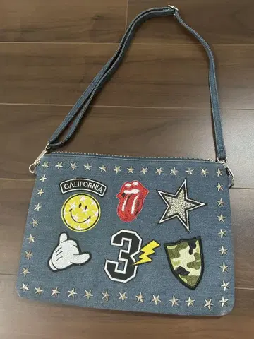 TRE STAR 데님 패치워크 클러치 백
