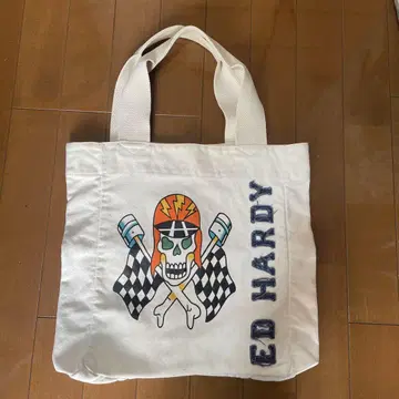 ED HARDY 스컬 디자인 토트백 바닥 밴드 포함