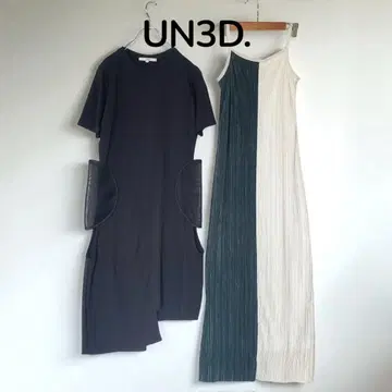 UN3D. 안스 리드 서클 컷 레이어드 원피스 블랙