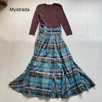 Mystrada 체크 도킹 원피스 36