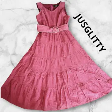 JUSGLITTY 코튼 티어드 원피스 로즈 핑크 사이즈 2