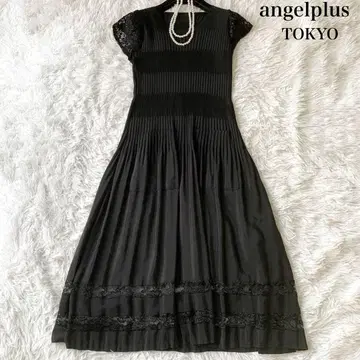 angelplus TOKYO 레이스 절개 전체 플리츠 롱 원피스