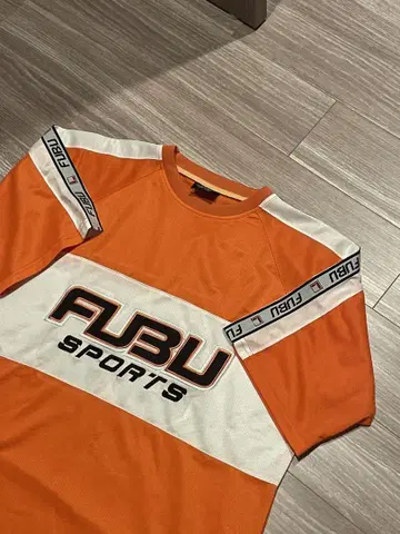 FUBU 스포츠 티셔츠 게임 셔츠 티셔츠 오렌지 90s 스트릿