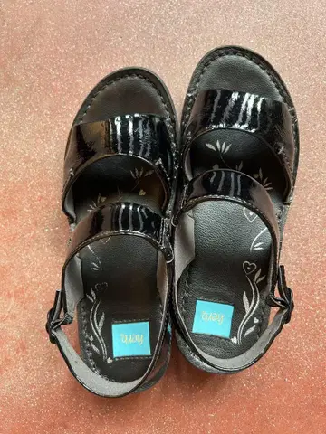 블랙 샌들 천연 가죽 L 사이즈