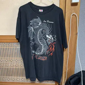 2000년 프룻 오브 더 룸 드래곤 디자인 티셔츠 XL 블랙 GDC