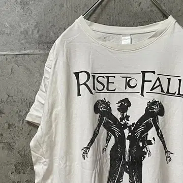 RISE TO FALL 흑백 프린트 다크 톤 밴딩 티셔츠