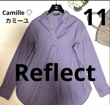 리플렉트 블라우스 스트라이프 퍼플 사이즈 11 세탁 가능 루즈한 사이즈