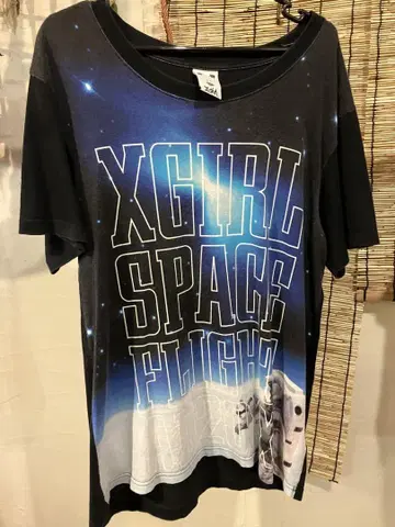 X-GIRL 엑스걸 반팔 티셔츠 원사이즈 우주 패턴 X-LARGE