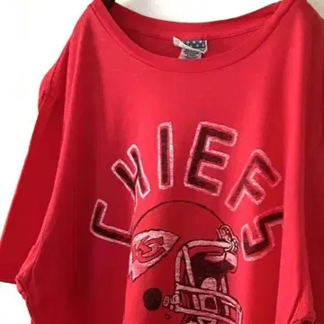 정크푸드 CHIEFS 치프스 로고 티셔츠 L 레드 빨간색 구제 의류