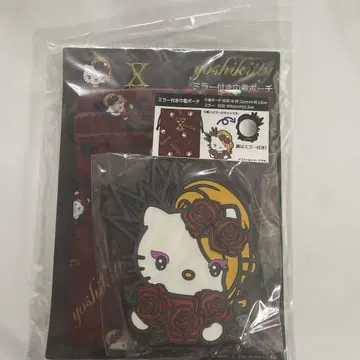 요시키티 거울이 달린 복조리 파우치 키티 레어 XJAPAN