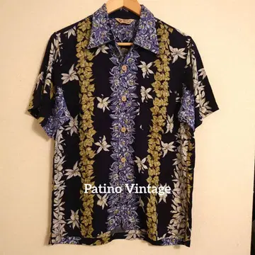 Patino Vintage 알로하 셔츠 M 네이비 꽃무늬