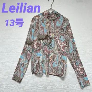 새상품급 Leilian 레리안 페이즐리 무늬 티셔츠 13호 하이넥