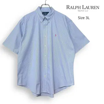 RALPH LAUREN 랄프 로렌 스트라이프 블루 반팔 셔츠 3L