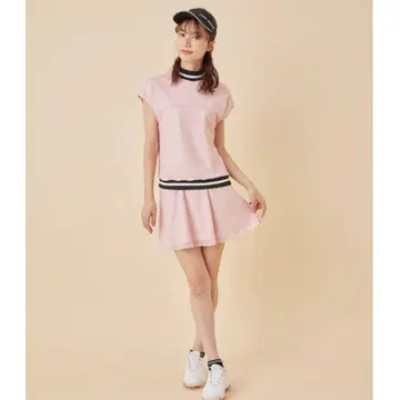 준앤로페 메쉬 콤비 플레어 스커트 상의 셋업