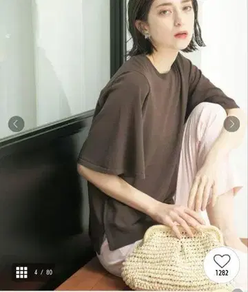 OPAQUE.CLIP 플레어 슬리브 니트 브라운 새상품