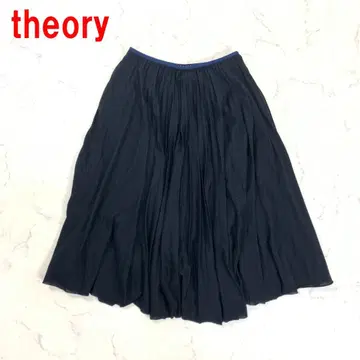 A6433 띠어리 롱 스커트 울 플레어 컷오프 블랙 P