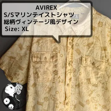 AVIREX (아비렉스) S/S 마린풍 셔츠 면마 혼방 올 패턴 XL