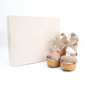 JIMMY CHOO 36 1/2 통굽 샌들 그레이지 박스 포함/ED76