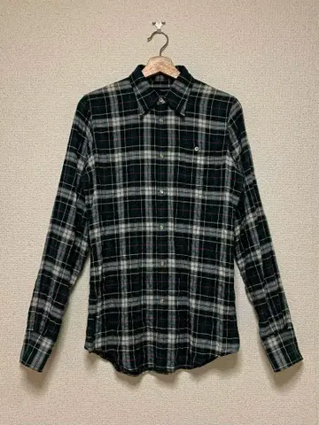 Dsquared2 주름 가공 체크 셔츠 로고 자수 wrinkle
