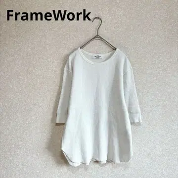 FrameWork 프레임워크 와플 티셔츠 면 100% 반소매 화이트 F