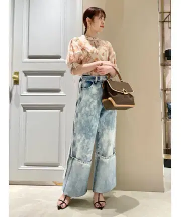 LILY BROWN 릴리 브라운 와이드 데님 팬츠 블루 새상품급