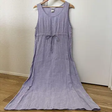 90s 린넨 원피스 슬리브리스 빈티지 라벤더