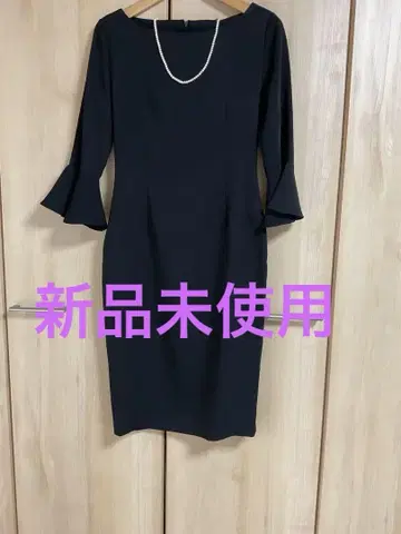 미사용 새상품 블랙 플레어 슬리브 원피스