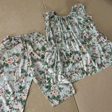 tunic 카모이 요코 룸웨어 슬리브리스 하프 팬츠 꽃무늬
