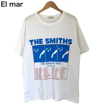 THE SMITHS 밴드 티셔츠 락 프린트 투어 반팔 화이트