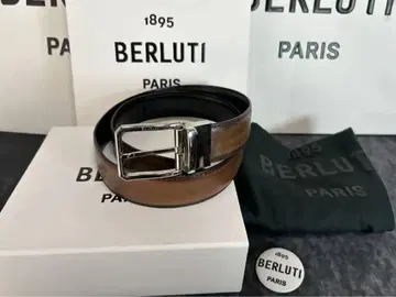 부속품 완비 Berluti 스크릿 리버서블 벨트 실버 버클